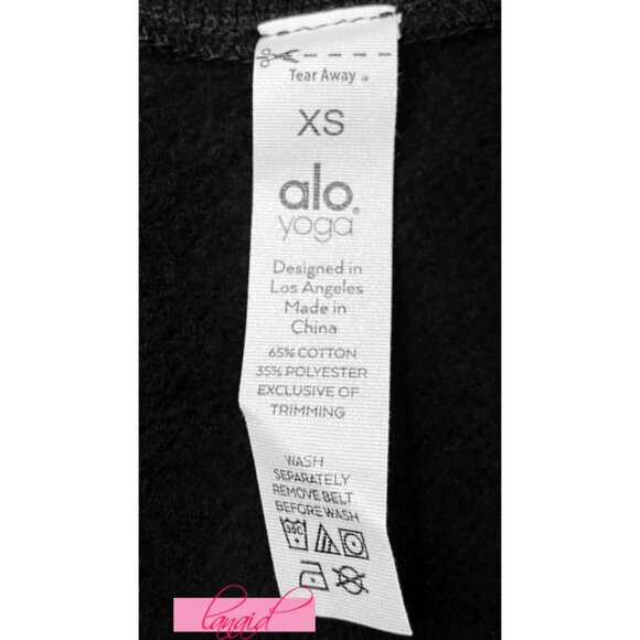 Alo Cityscape Sweatshirt Dress Black Belted Belt Edgy Long Sleeve Sweater Mini - Picture 14 of 15